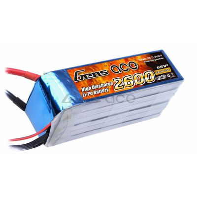 Аккумулятор Gens Ace Li-Po battery 22.2V 2600 mAh 6S1P 25C Soft Case (AE-2600-6S-25S)